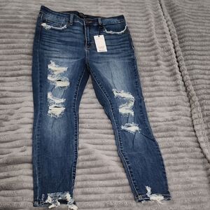 Judy Blue Dark Blue Distressed Skinny Jeans